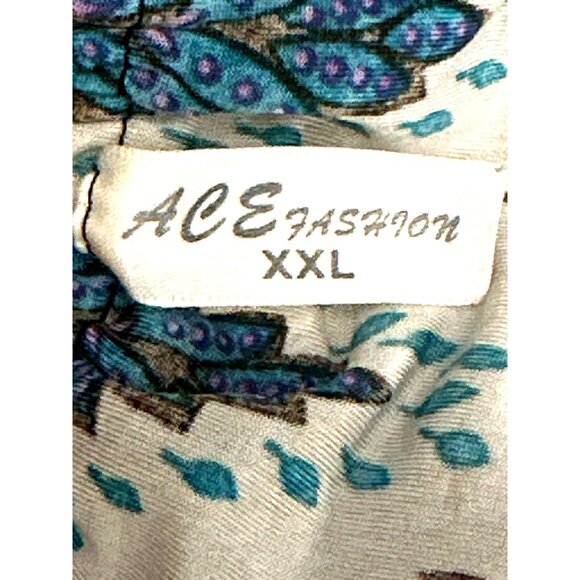 ACE Fashion Boho Peasant Blouse Festival Top Colorful Smocked Waist Ruffle Hem - Picture 7 of 11